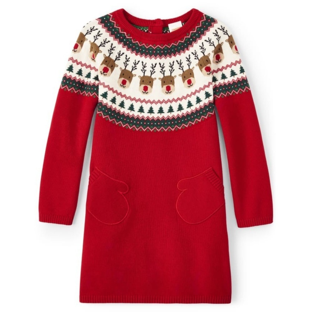 Gymboree Fair Isle Knit Reindeer Christmas Dress 8 VGUC
